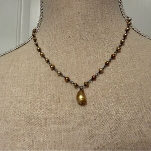 SILPADA NECKLACE OXIDIZED STERLING SILVER 925 LINKS COPPER FRESHWATER PEARLS 17”